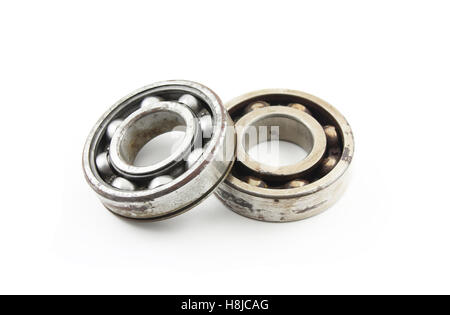 Two old rusty bearing on a white background Stock Photo