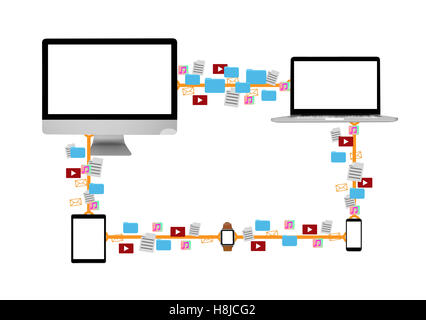 Sharing files between devices Stock Photo