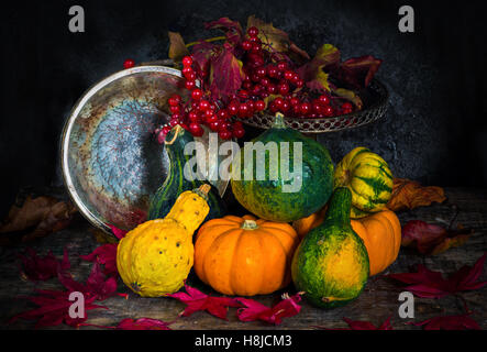 A selection of autumn vegetables - in vintage style Stock Photo