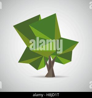 Polygonal tree. Low poly style. Element design for banner, poster, card, flyer, cover, brochure. Icon, logo design Stock Vector