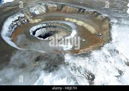 Aerial view of Mt Kilimanjaro's crater (Kibo) Stock Photo