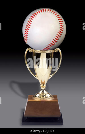 Baseball in a golden cup trophy award. Stock Photo