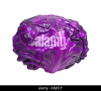 Close-up of fresh whole purple cabbage isolated on white background Stock Photo