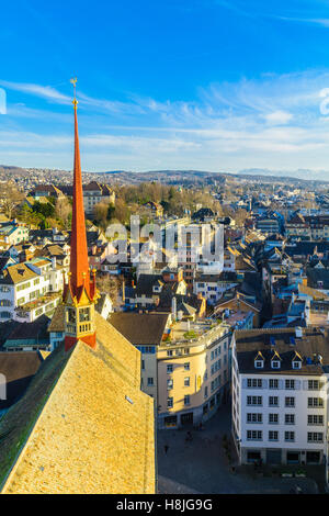 An aerial view of the Old Town (Altstadt) of Zurich, Switzerland Stock Photo