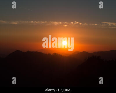Sunset view from Sequoia & Kings Canyon National Park Stock Photo