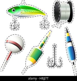 Fishing set with hooks and string illustration Stock Vector