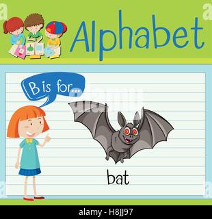 Flashcard letter b is for bat illustration Stock Vector