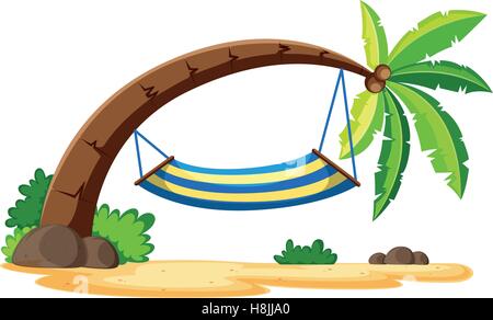 Scene with hammock on coconut tree illustration Stock Vector
