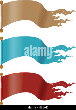 Three flags in different colors illustration Stock Vector