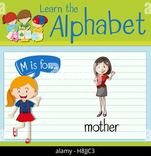 Flashcard letter M is for mother illustration Stock Vector