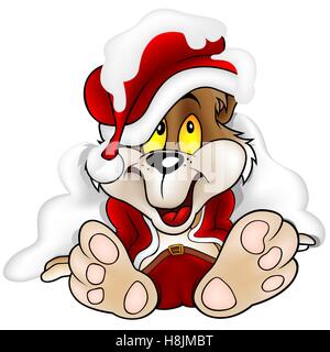 A sitting teddy bear in a Santa Claus hat. Christmas vector clipart ...