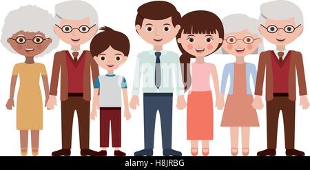 Grandparents parents and kids cartoons icon. Family relationship avatar and generation theme. Isolated design. Vector illustrati Stock Vector