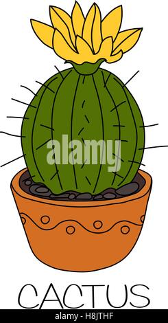 Cactus with yellow flower Stock Vector