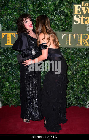 Elizabeth Hurley and Joan Collins attending the The London Evening Standard Theatre Awards held at the Old Vic Theatre, London. Stock Photo