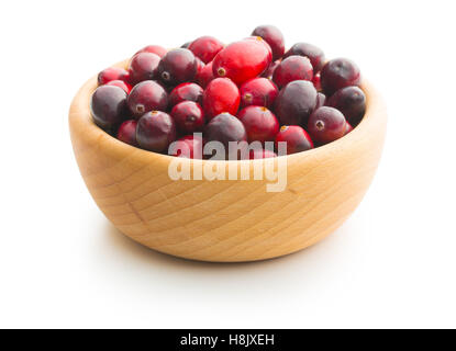 The tasty american cranberries in bowl isolated on white background. Stock Photo