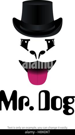 Vector logo of a dog with hat on white background for your design works regarding to pet shops, vet's clinics, security firms, e Stock Vector