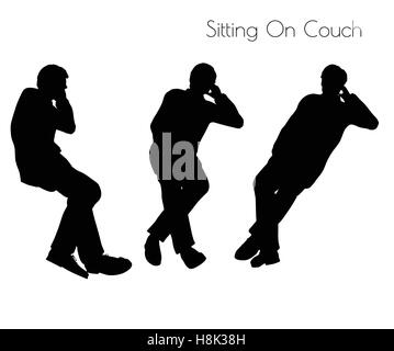 EPS 10 vector illustration of man in Sitting Pose On Couch pose on white background Stock Vector