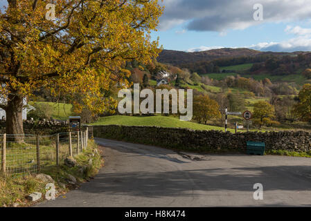 Road junction at Little Langdale in The Lake District Stock Photo