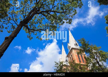 Saigon Notre Dame Cathedral, in a daylife, build in 1883 by French colonists. View from Parkson Plaza. Stock Photo