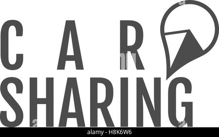 Car share logo design. Car Sharing or rental car concept. Use for webdesign or print. Monochrome design. Stock Vector