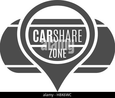 Car share logo design. Car Sharing vector concept. Collective usage of cars via web application. Carsharing icon, car rental element and road symbol. Use for webdesign or print. Monochrome design. Stock Vector