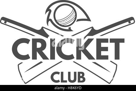 Cricket team emblem and design elements. Cricket championship logo design. Cricket club badge. Sports symbols with cricket gear, equipment. Use for web or tee design or print them. Stock Vector