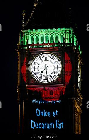 Poppies Are Projected Onto The Elizabeth Tower Which Houses Big Ben 