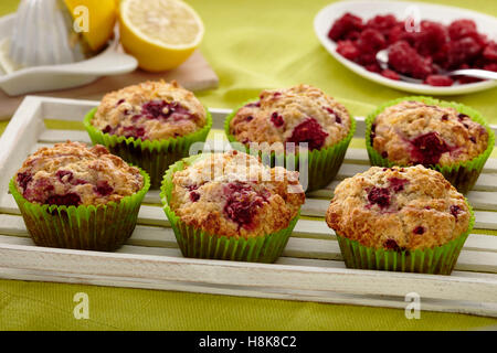 Raspberry lemonade muffins Stock Photo
