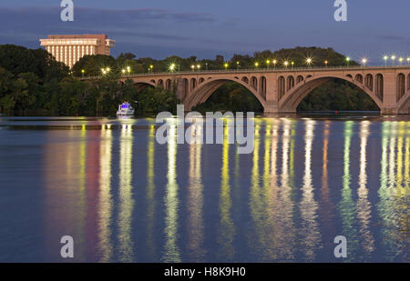 Key Bridge before sunrise in Washington DC, USA. Stock Photo