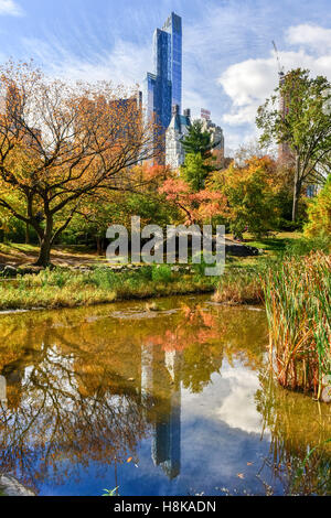 View of Central Park South in New York City in the Autumn. Stock Photo