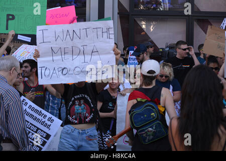 Hollywood CA, USA. 13th Nov, 2016. Trump Protester have rally at the CNN building in Hollywood California. Credit:  Chester Brown/Alamy Live News Stock Photo