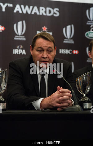 London, UK. 13th November 2016. New Zealand rugby coach, Steve Hansen at a press conference during the World Rugby Awards held at The Hilton London Metropole to honour the world’s greatest players, coaches and legends of the game. Credit:  Elsie Kibue / Alamy Live News Stock Photo