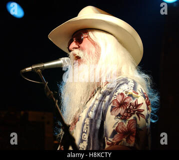 File. 13th Nov, 2016. LEON RUSSELL (April 2, 1942 - Nov. 13, 2016) was an American musician and songwriter, who recorded as a session musician, sideman, and solo musician who was inducted into the Rock and Roll Hall of Fame in 2010. Russell died in his sleep in Nashville at the age of 74, after suffering a heart attack in July 2016. PICTURED: Oct 15, 2005 - Raleigh, North Carolina, U.S. - Legendary Musician LEON RUSSELL performs at the Lincoln Theater. © Jason Moore/ZUMA Wire/Alamy Live News Stock Photo