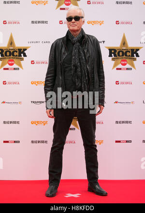 Tokyo, Japan - British musician Jimmy Page poses for photographers on the red carpet during the Classic Rock Awards 2016 at Ryougoku Kokugikan Stadium in Tokyo, Japan on November 11, 2016. (Photo by AFLO) Stock Photo