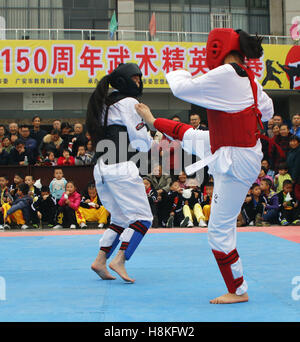 November 12, 2016 - Guang'An, Guang'an, China - Guang'an, CHINA-November 12 2016: (EDITORIAL USE ONLY. CHINA OUT) .A martial arts competition is held in Guang'an, southwest China's Chongqing, November 12th, 2016, marking the 150th anniversary of Sun Yat-sen's birthday. It's the 150th anniversary of Sun Yat-sen's birthday on November 12th, 2016. Sun Yat-sen was a Chinese revolutionary, physician, first president and founding father of the Republic of China. As the foremost pioneer of the Republic of China, Sun is referred to as the ''Father of the Nation'' in the Republic of China (ROC), Hong K Stock Photo