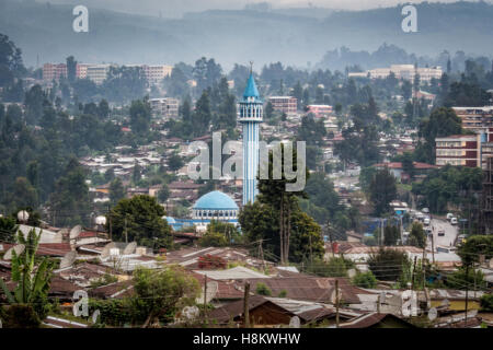 Addis Ababa, Ethiopia - Cityscape view of the Islamic Blue Mosque in Addis Ababa. Stock Photo
