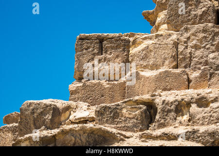 Cairo, Egypt. Close up view of the casing stones (limestone) that make up The Great Pyramids of Giza. Stock Photo