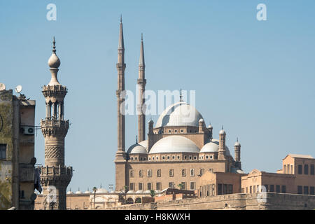 Cairo, Egypt. View of the famous Mosque of Muhammad Ali against a cloudless blue sky in the city of Cairo. Stock Photo