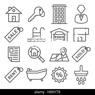 Real Estate Icons Black & White Set Big Stock Vector Image & Art - Alamy