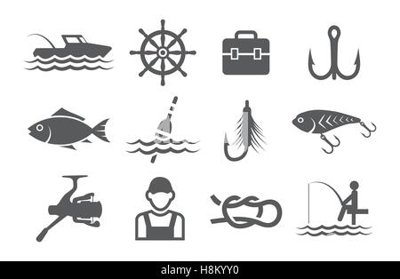 Fishing icons Stock Vector