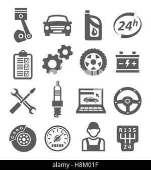 Auto service icons on white background. Vector illustration. Stock Vector