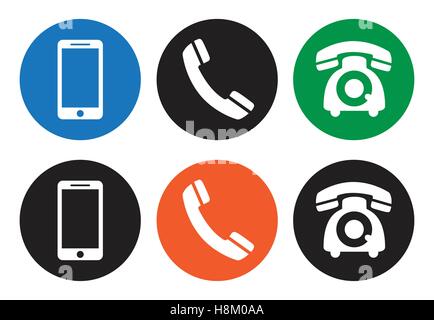 Basic Telephone set icons on white background Stock Vector