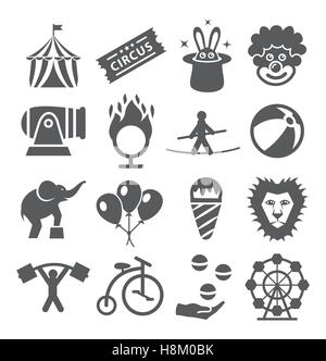 Gray Circus Icons on white background Stock Vector