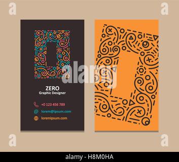 0 Number Logo Corporate Business card. Vector design. Stock Vector