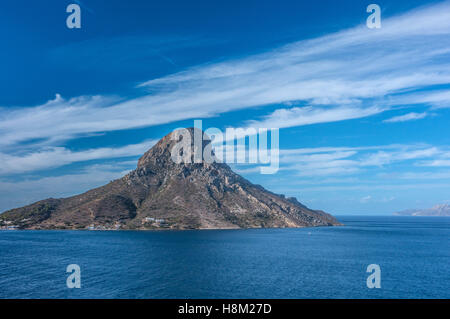 Telendos Island seen across the water from Massouri, Kalymnos, Greece Stock Photo