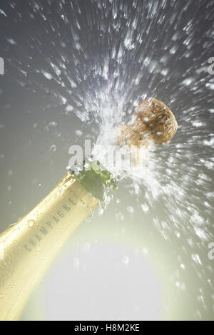 Champagne cork popping Stock Photo