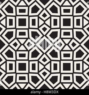 Vector Seamless Black and White Mosaic Ethnic Pattern. Abstract Geometric Background Design Stock Vector