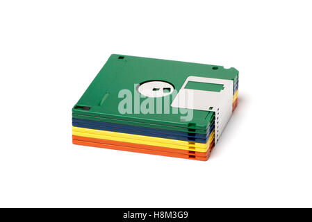 Stack of floppy disks isolated Stock Photo