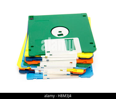 Isolated image of a stack of 3 1/2" floppy disks Stock Photo