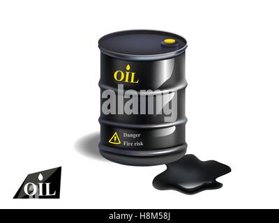 Vector realistic black metal oil barrel Stock Vector